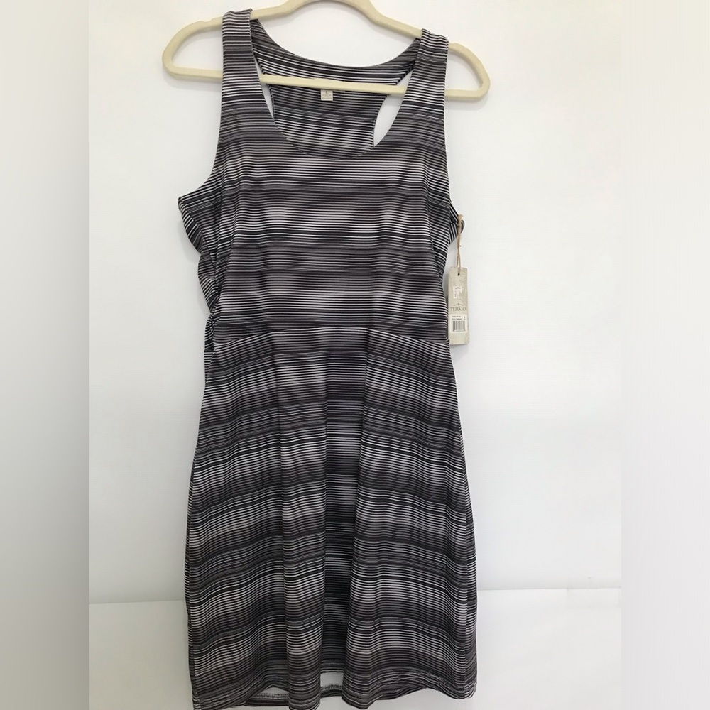 NWT Tehama Outdoor Stretch Active Sleeveless Striped Tank Dress Size L